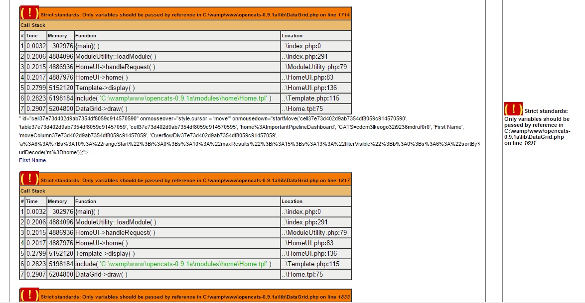 Strict Standards Errors - opencats.org